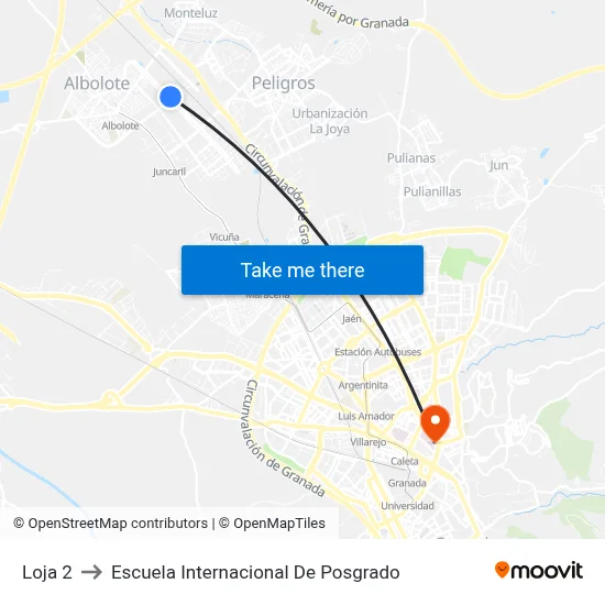 Loja 2 to Escuela Internacional De Posgrado map