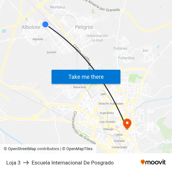 Loja 3 to Escuela Internacional De Posgrado map