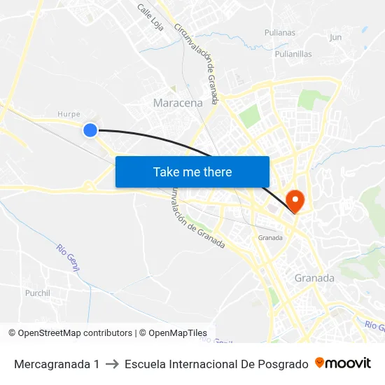 Mercagranada 1 to Escuela Internacional De Posgrado map