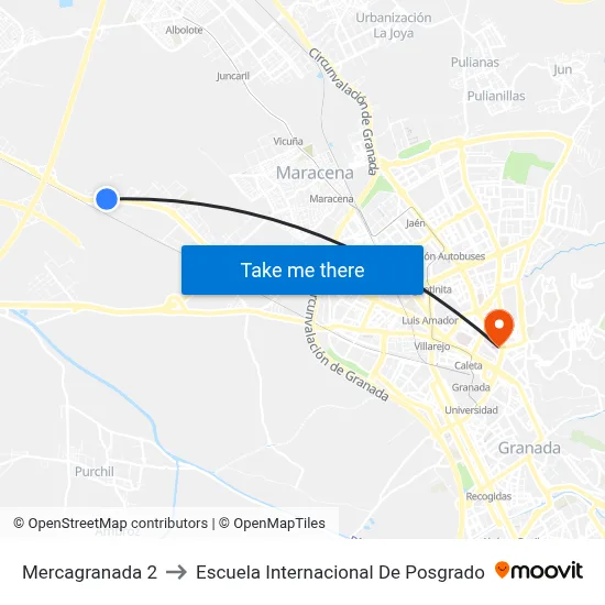 Mercagranada 2 to Escuela Internacional De Posgrado map