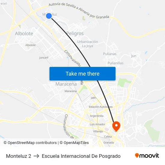 Monteluz 2 to Escuela Internacional De Posgrado map