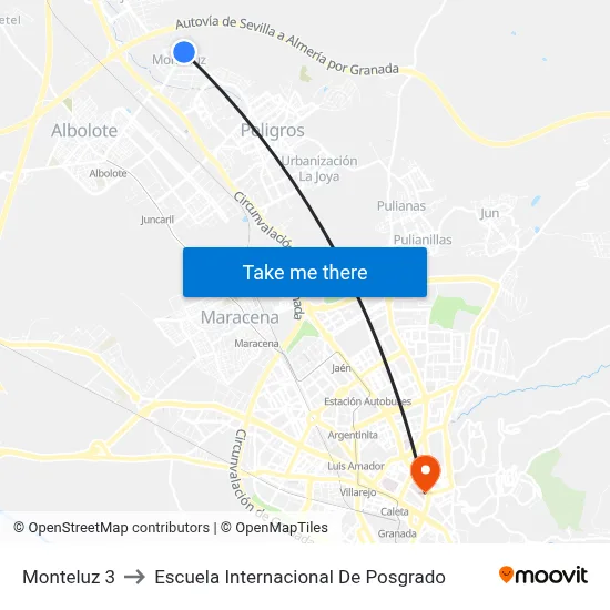 Monteluz 3 to Escuela Internacional De Posgrado map