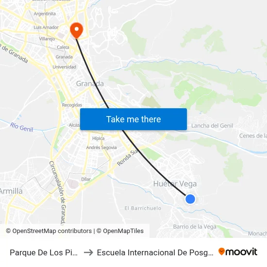 Parque De Los Pinos to Escuela Internacional De Posgrado map