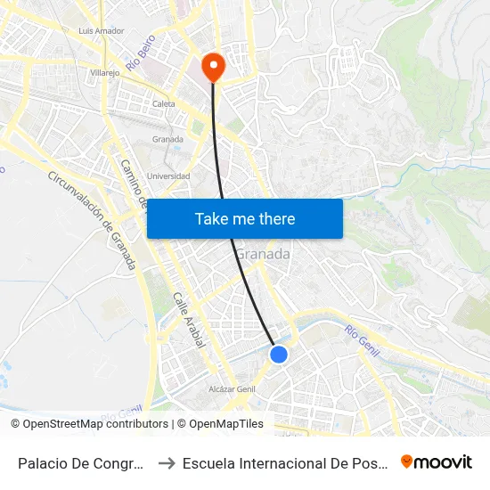Palacio De Congresos to Escuela Internacional De Posgrado map