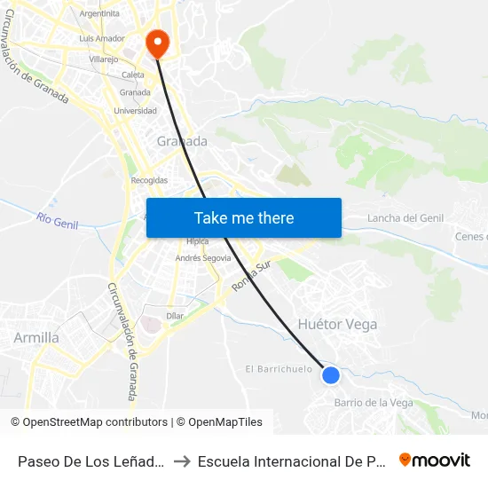 Paseo De Los Leñadores 1 to Escuela Internacional De Posgrado map
