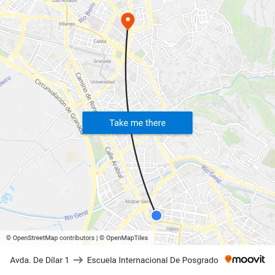 Avda. De Dílar 1 to Escuela Internacional De Posgrado map