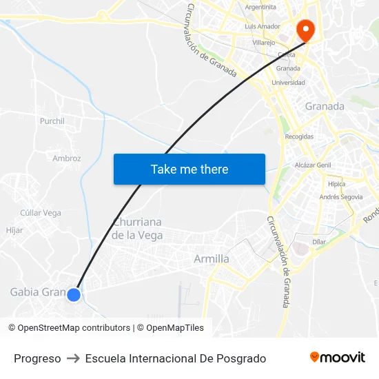Progreso to Escuela Internacional De Posgrado map
