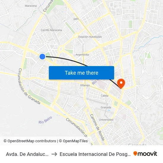 Avda. De Andalucía 4 to Escuela Internacional De Posgrado map