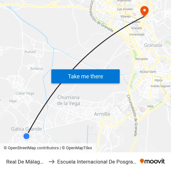 Real De Málaga 1 to Escuela Internacional De Posgrado map