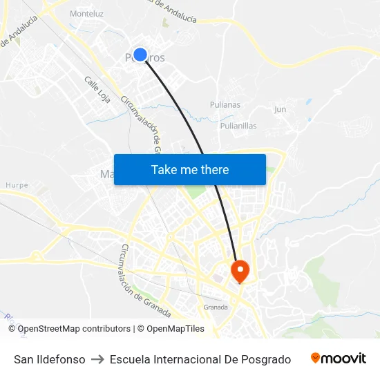 San Ildefonso to Escuela Internacional De Posgrado map
