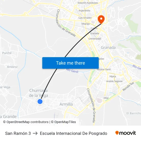San Ramón 3 to Escuela Internacional De Posgrado map