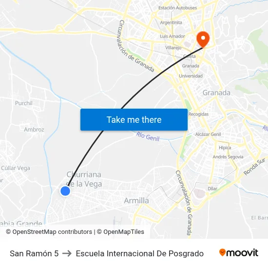 San Ramón 5 to Escuela Internacional De Posgrado map