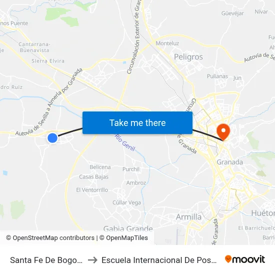 Santa Fe De Bogotá 1 to Escuela Internacional De Posgrado map