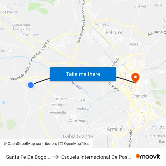 Santa Fe De Bogotá 2 to Escuela Internacional De Posgrado map