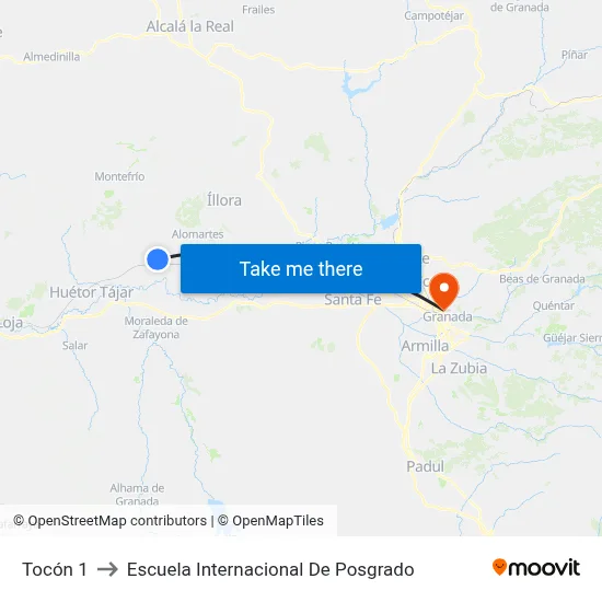 Tocón 1 to Escuela Internacional De Posgrado map