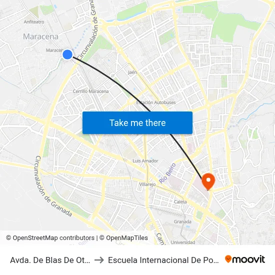 Avda. De Blas De Otero 1 to Escuela Internacional De Posgrado map