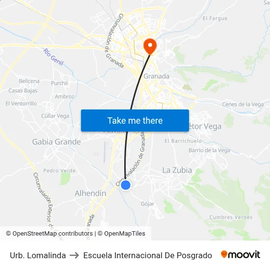 Urb. Lomalinda to Escuela Internacional De Posgrado map