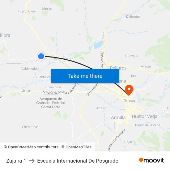 Zujaira 1 to Escuela Internacional De Posgrado map