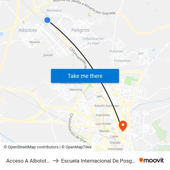 Acceso A Albolote V to Escuela Internacional De Posgrado map