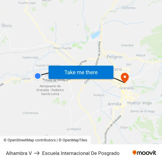 Alhambra V to Escuela Internacional De Posgrado map