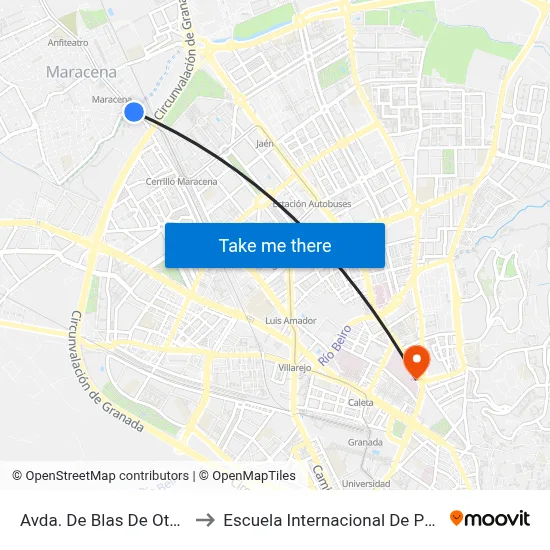 Avda. De Blas De Otero 1 V to Escuela Internacional De Posgrado map