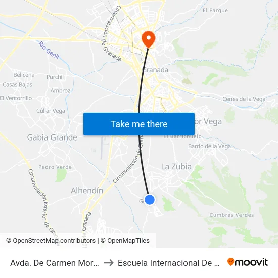 Avda. De Carmen Morcillo 1 V to Escuela Internacional De Posgrado map