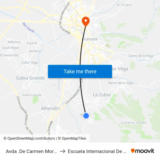 Avda .De Carmen Morcillo 2 V to Escuela Internacional De Posgrado map