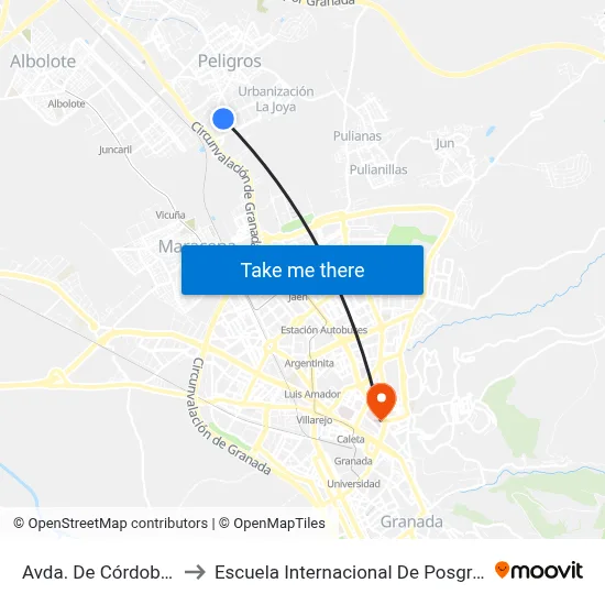 Avda. De Córdoba 2 to Escuela Internacional De Posgrado map