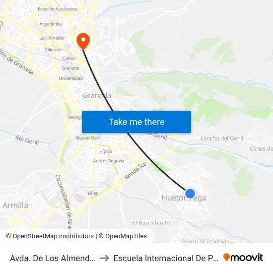 Avda. De Los Almendros 1 V to Escuela Internacional De Posgrado map