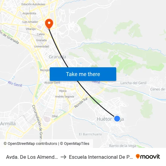 Avda. De Los Almendros 2 V to Escuela Internacional De Posgrado map