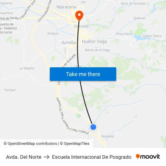 Avda. Del Norte to Escuela Internacional De Posgrado map