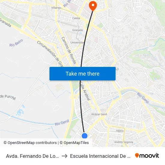 Avda. Fernando De Los Ríos 2 to Escuela Internacional De Posgrado map