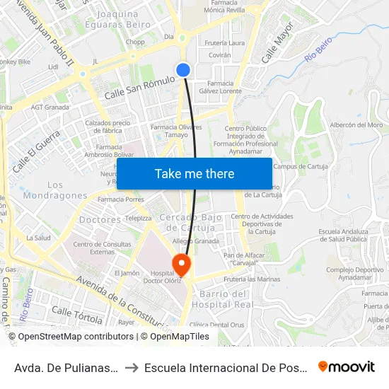 Avda. De Pulianas 3 V to Escuela Internacional De Posgrado map