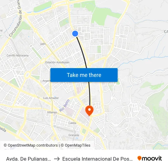 Avda. De Pulianas 5 V to Escuela Internacional De Posgrado map
