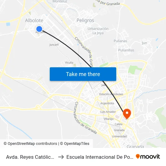 Avda. Reyes Católicos 1 V to Escuela Internacional De Posgrado map