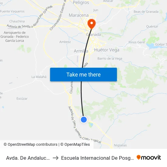 Avda. De Andalucía 3 to Escuela Internacional De Posgrado map