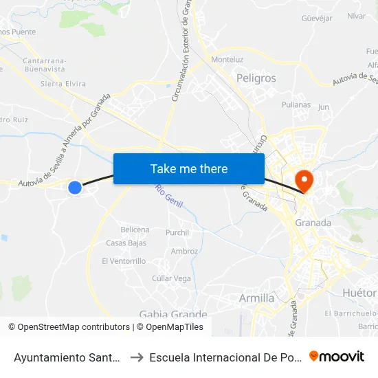 Ayuntamiento Santa Fe V to Escuela Internacional De Posgrado map