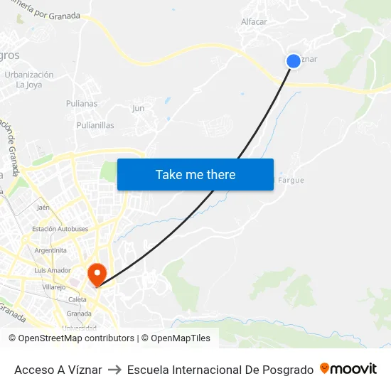 Acceso A Víznar to Escuela Internacional De Posgrado map