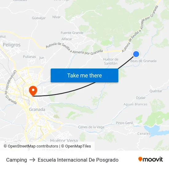 Camping to Escuela Internacional De Posgrado map