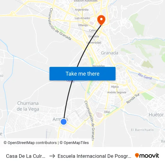 Casa De La Culrura to Escuela Internacional De Posgrado map