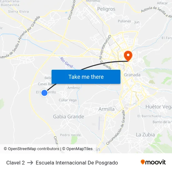 Clavel 2 to Escuela Internacional De Posgrado map