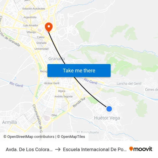 Avda. De Los Colorados 1 to Escuela Internacional De Posgrado map
