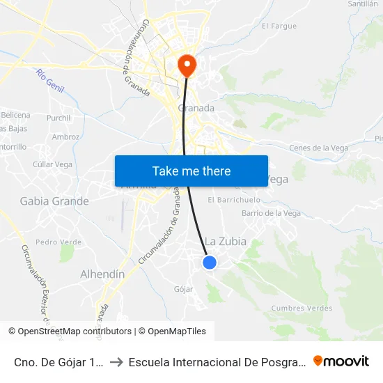 Cno. De Gójar 1 V to Escuela Internacional De Posgrado map