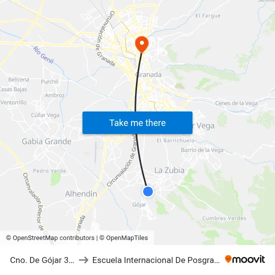 Cno. De Gójar 3 V to Escuela Internacional De Posgrado map