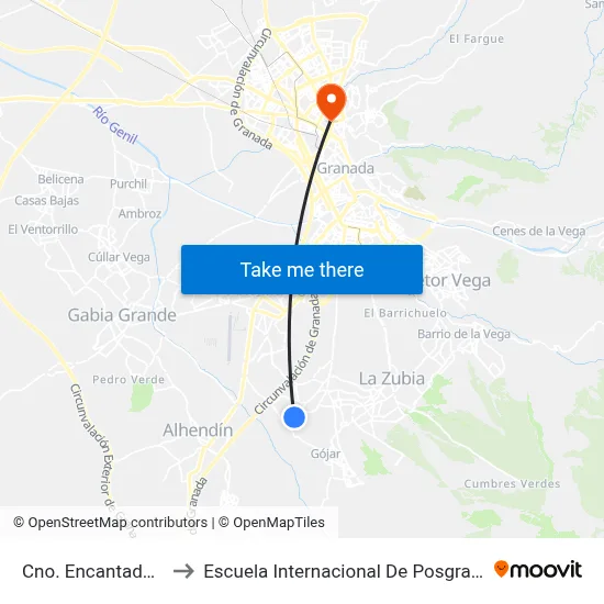 Cno. Encantado 2 to Escuela Internacional De Posgrado map