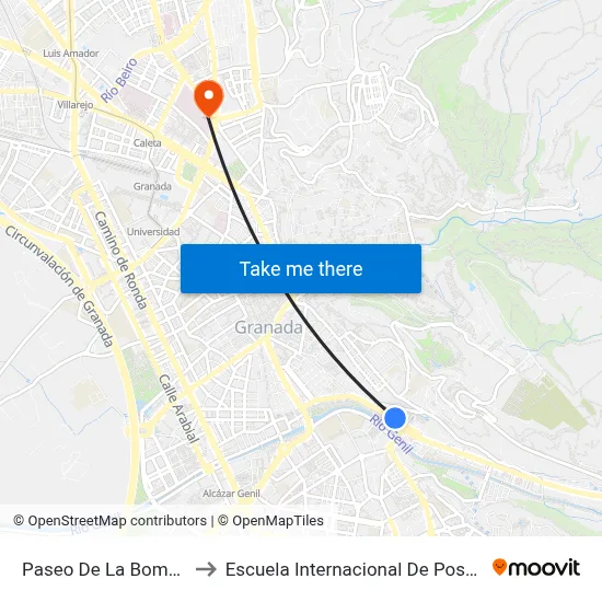 Paseo De La Bomba V to Escuela Internacional De Posgrado map