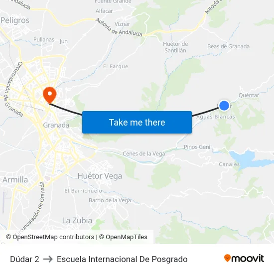 Dúdar 2 to Escuela Internacional De Posgrado map