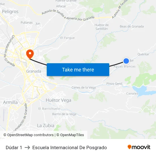 Dúdar 1 to Escuela Internacional De Posgrado map