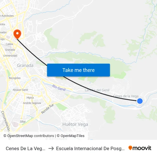 Cenes De La Vega V to Escuela Internacional De Posgrado map