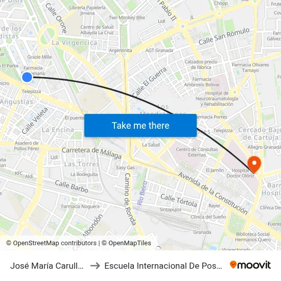José María Carulla 10 to Escuela Internacional De Posgrado map